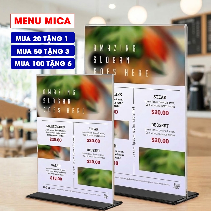 Bảng Mica để bàn, Bảng Qr Thanh toán Mica trong suốt - Nhiều Kích thước - Hàng đẹp bao đổi trả - Suk