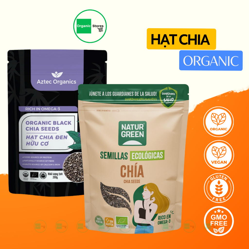 Hạt chia hữu cơ Chia Seed Perfect Earth NaturGreen Aztec - Ăn kiêng - Giảm cân - Ăn thực dưỡng - OrganicStores