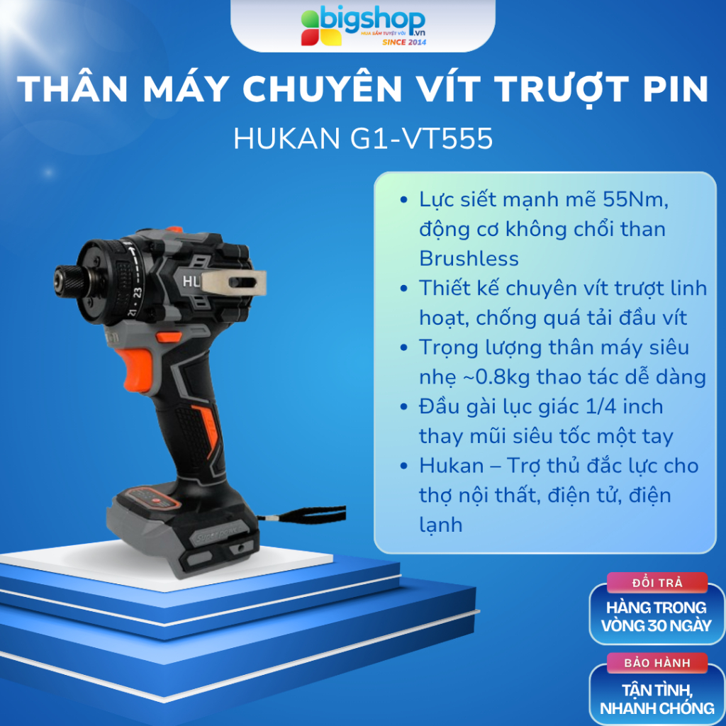 Thân máy chuyên vít trượt Pin Hukan BODY G1-VT555