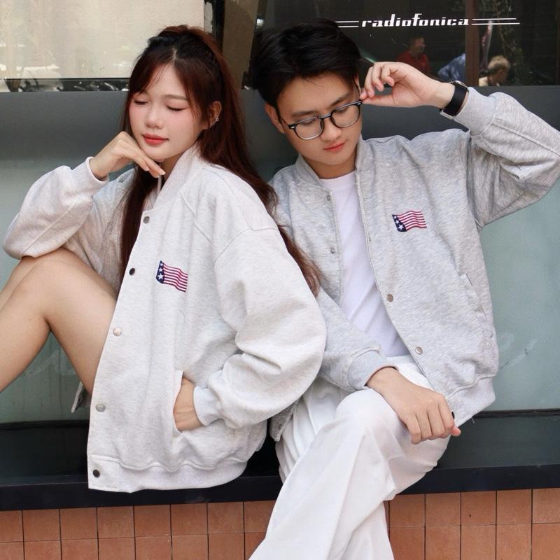 Áo Khoác Bomber A20 Nỉ 2 Da Cotton Thêu Cờ Unisex Nam Nữ - ALEXMAN