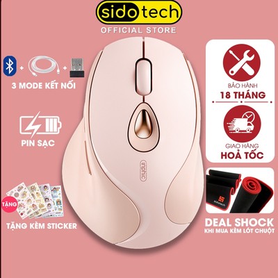Chuột không dây pin sạc SIDOTECH INPHIC DR8-V3 trà sữa cute gaming silent chống ồn văn phòng 3 mode laptop pc macbook