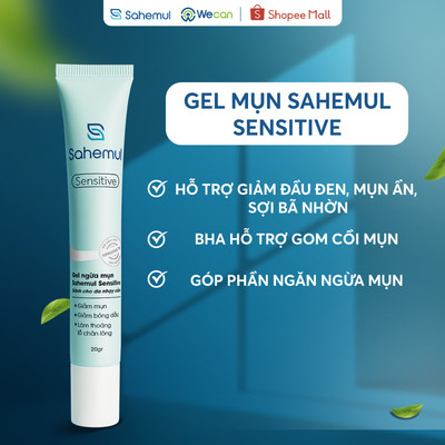 [Tặng Bông TT] Gel Giảm Mụn SAHEMUL Sensitive Hỗ Trợ Giảm Mụn Ẩn, Mụn Đầu Đen, Cho Da Nhạy Cảm 20g
