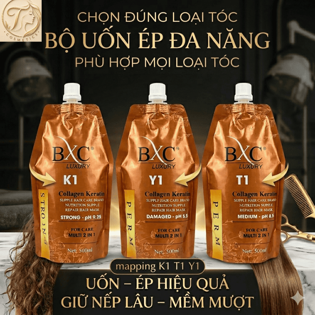 Bộ Uốn Ép Tóc BXC Luxury – Thuốc Uốn Tóc Collagen Keratin
