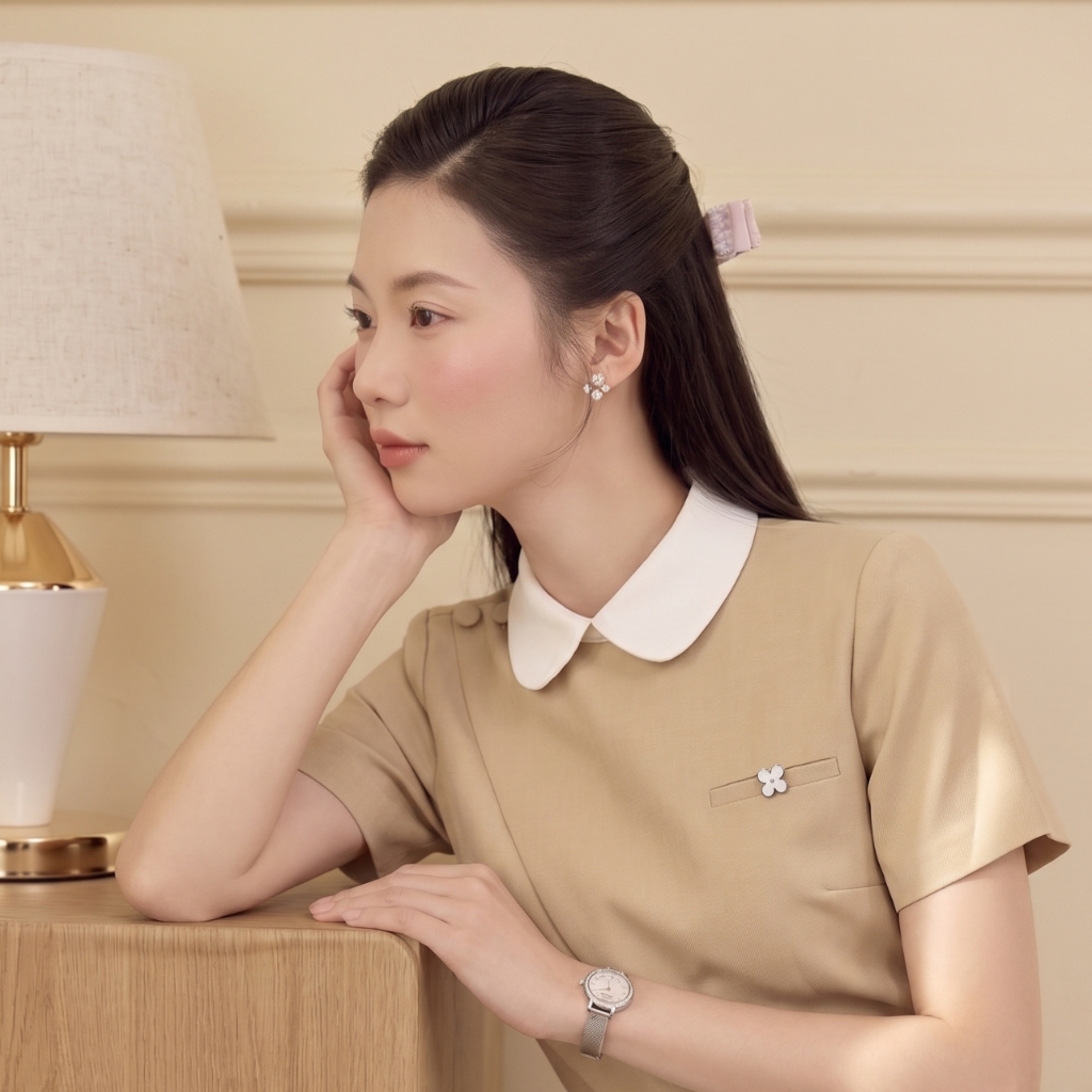 Áo kiểu nữ thiết kế vạt chéo, áo cổ sen phối cúc bọc tiểu thư Linly Store A-PC12 | BigBuy360 - bigbuy360.vn