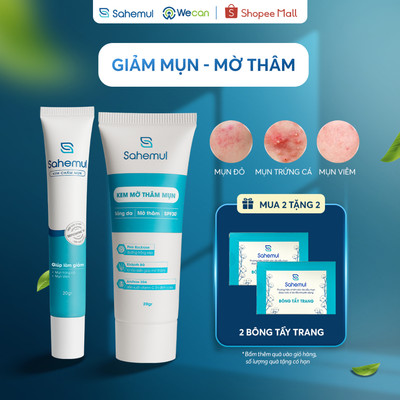COMBO Kem Chấm Mụn SAHEMUL 20gr & Kem Mờ Thâm Mụn 20gr Cho Mụn Trứng Cá, Mụn Viêm [TẶNG BRM 150ML]