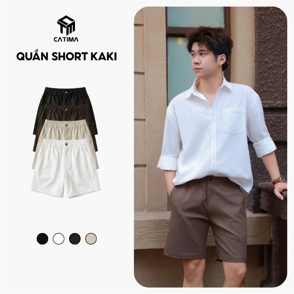 [DEAL MỞ BÁN] Quần Short Kaki CATIMA Form Trên Gối Cạp Nửa Chun Co Giãn Thoải Mái - QS68