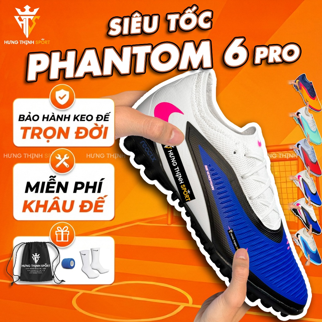 Giày Đá Bóng / Giày Đá Banh PHANTOM 6 PRO |TF Sân Cỏ Nhân Tạo| Tặng Khâu Đế + Bảo Hành Keo Đế Trọn Đ