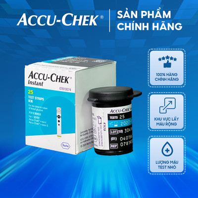 Que thử đường huyết Accu Chek Instant - dùng cho máy đo đường huyết Accu Chek Instant - hộp 25, 50