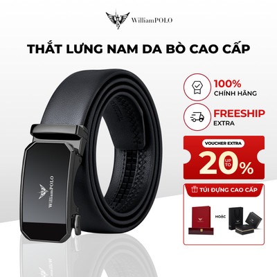 Thắt lưng nam da WILLIAMPOLO chính hãng mặt kính thiết kế khoá tự động sang trọng cao cấp P25PD732-Z