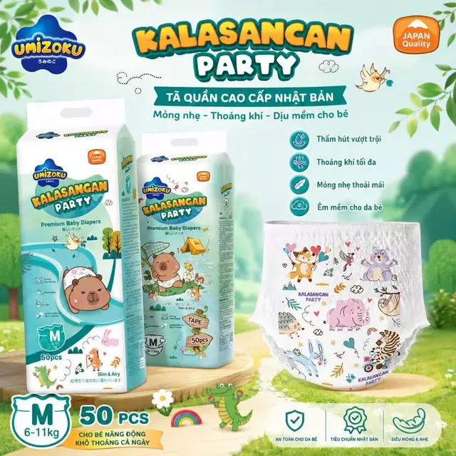 [UMIZOKU] Combo 2 Bịch 100 Miếng Bỉm/Tã Quần/Dán UMIZOKU đủ size NB đến 4XL Cho Bé Mềm Mại - Happy Baby Mẹ Bé