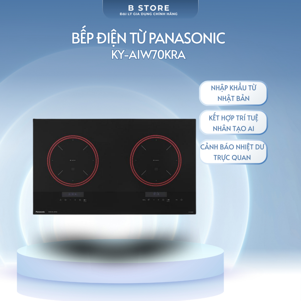 Bếp Từ Đôi Lắp Âm Panasonic KY-A1W70KRA - Nhập Khẩu Nhật Bản - Công Nghệ ECONAVI - Vòng Sáng Cảnh Bá