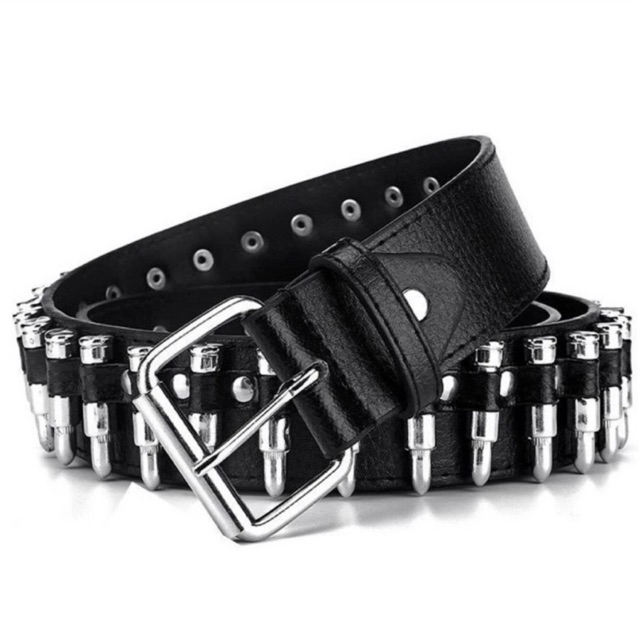 Dây nịt, thắt lưng da hình cá tính Bullet Belt phong cách goth, punk emo rock, Y2K [HOT TREND]
