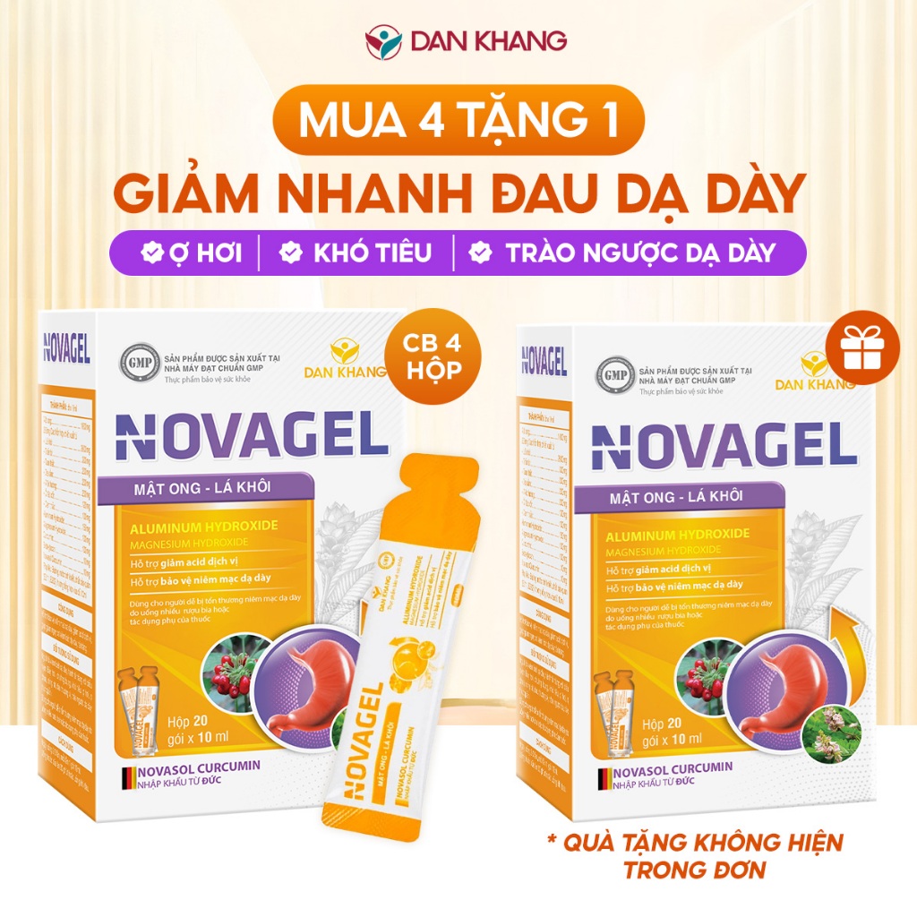 Gói uống dung dịch nghệ mật ong giảm đau dạ dày giảm trào ngược dạ dày Novagel Dân Khang