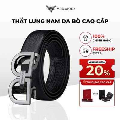 Thắt lưng nam da cao cấp WILLIAMPOLO chính hãng thiết kế khoá tự động sang trọng POLO23239P