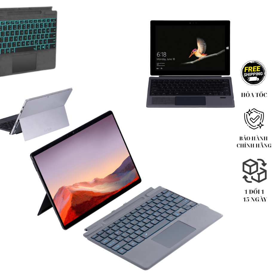 Bàn phím Surface kết nối Bluetooth Có đèn nền cho Surface Pro 3/4/5/6/7, Pro8/9/ X/ 10/11 GO/GO2/GO3