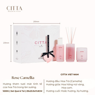 Hộp Quà Nến Kèm Tinh Dầu Thơm Phòng CITTA Camellia, Giúp Thư Giãn Giảm Stress - Chính Hãng SOYAMOO