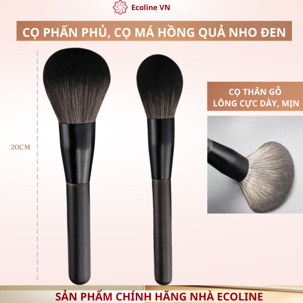 Ecoline cọ phấn phủ và cọ má hồng quả nho đen nhà Ecoline new 2026 lông siêu dày siêu mịn