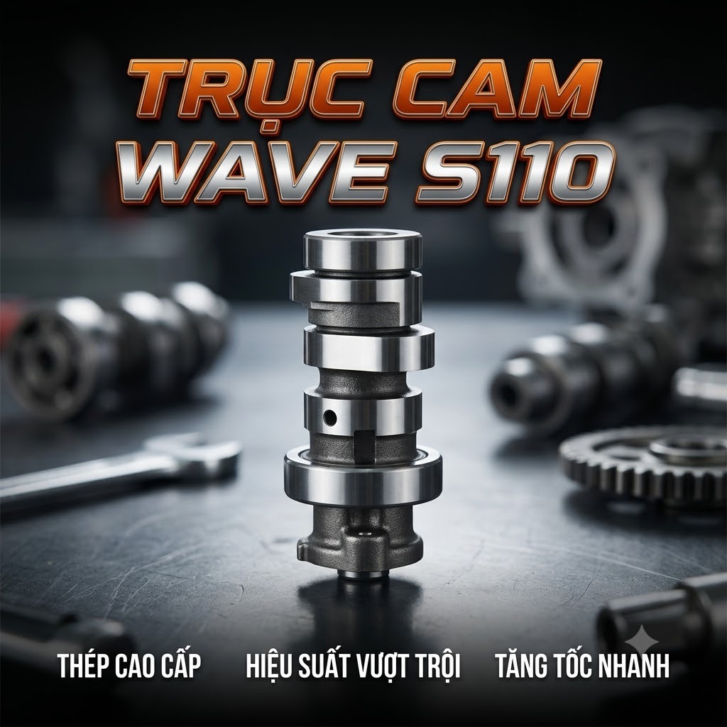 Trục Cam Hai Lỗ Wave S110 Chế Cơ – Cam Độ Tăng Hậu, Êm Máy, Bốc Ga Cho Xe Số 110