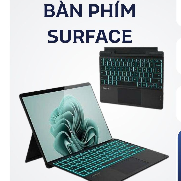 Bàn phím Surface kết nối Bluetooth Có đèn nền cho Surface Pro 3/4/5/6/7, Pro8/9/ X/ 10/11 GO/GO2/GO3