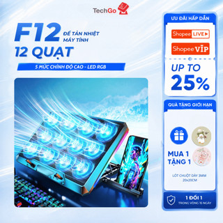 Đế Quạt Tản Nhiệt Laptop F12 12 Quạt, Giá Đỡ Laptop 5 Mức Chỉnh, Làm Mát Nhanh, LED RGB, Êm Ái