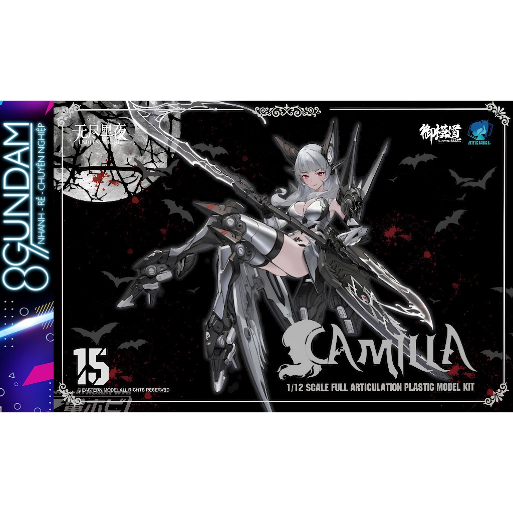 [CÓ SẴN] Mô Hình Lắp Ráp ATK Girl 1/12 Endless Night : Vampire Camilla Silver Blood Phantom (tặng kè