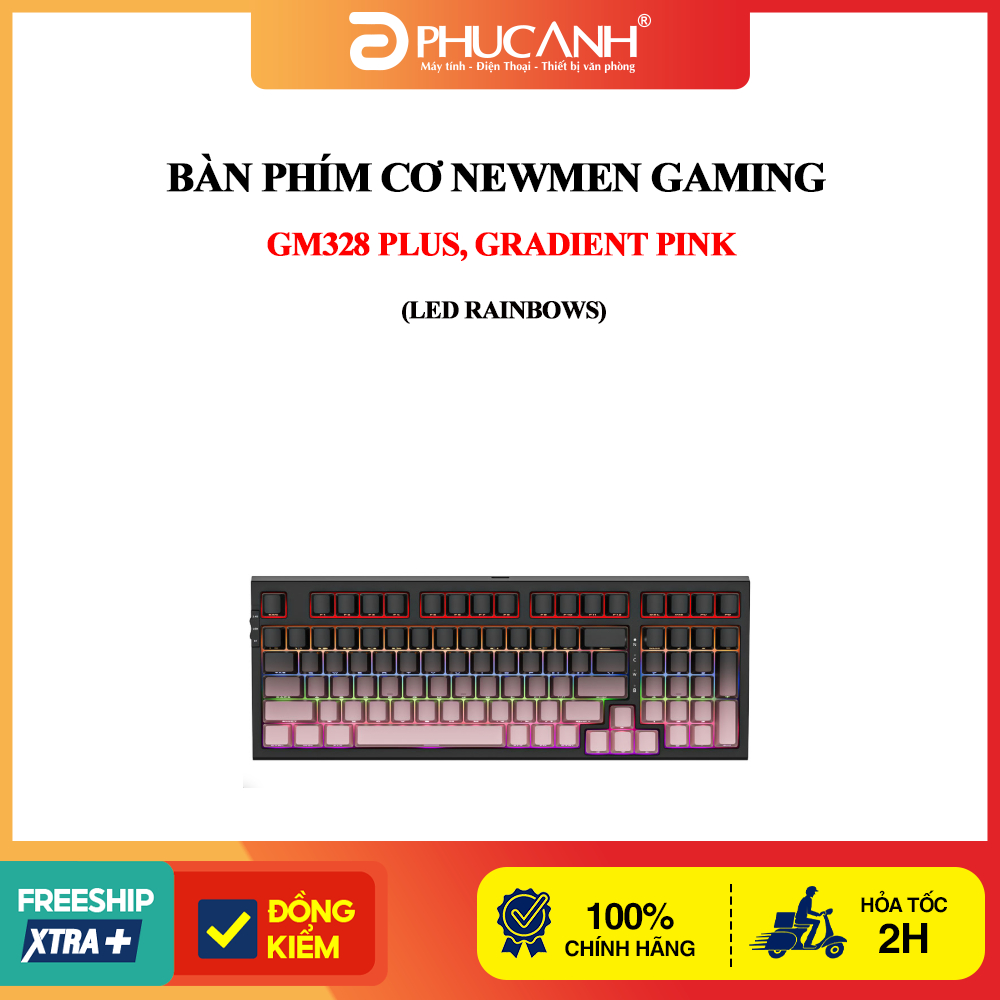 Bàn phím cơ Newmen Gaming GM328 Plus, Gradient Pink LED Rainbows - Hàng Chính Hãng