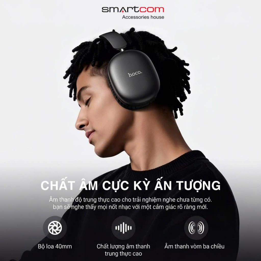 Tai nghe Headphone Hoco W73 gấp gọn tiện lợi, tai nghe bluetooth thế hệ mới v6.0 bass mạnh pin trâu 45H - có bảo hành | BigBuy360 - bigbuy360.vn