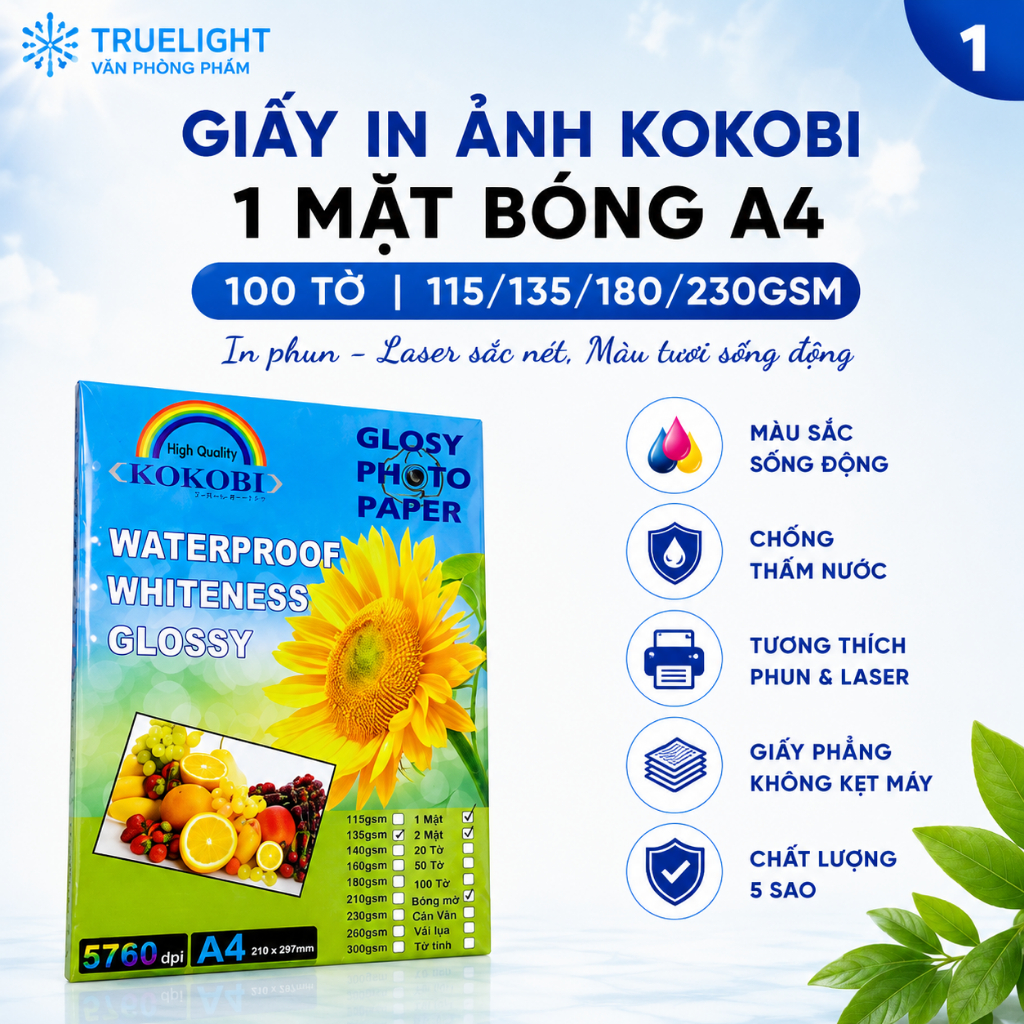 Giấy In Ảnh KOKOBI/EPSON - Mặt Bóng - Dày dặn