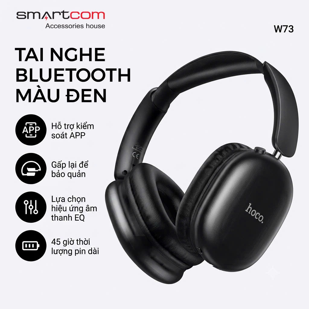 Tai nghe Headphone Hoco W73 gấp gọn tiện lợi, tai nghe bluetooth thế hệ mới v6.0 bass mạnh pin trâu 45H - có bảo hành | BigBuy360 - bigbuy360.vn