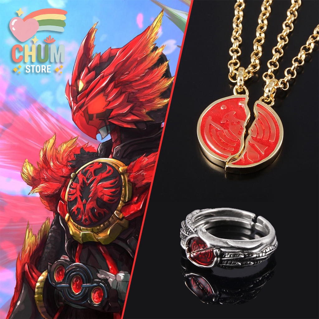 Vòng cổ đôi Mặt Kamen Rider OOO nhẫn đôi Ankh's Broken Taka Core Medal anime manga thời trang