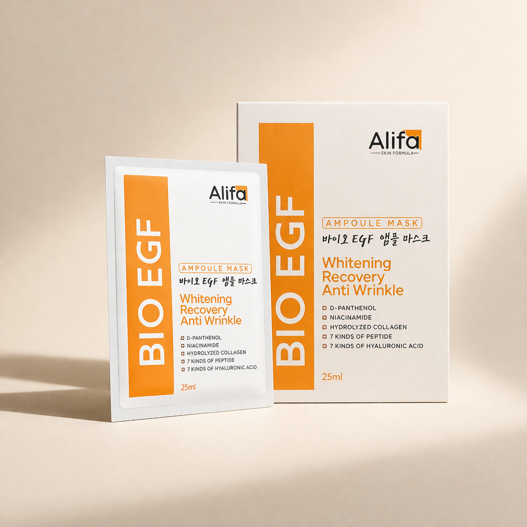 Alifa Hộp 10 miếng Mặt nạ dưỡng trắng da chiết xuất từ collagen BIO EGF 25ml