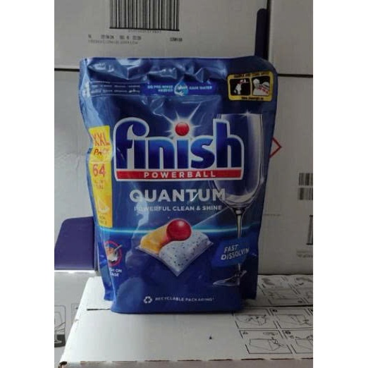 Viên rửa bát Finish Quantum Powerball 64 Tabs cao cấp + tặng viên rửa bát