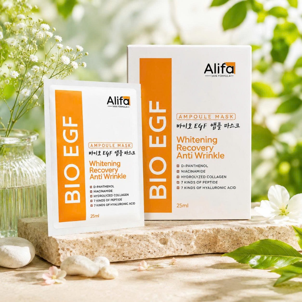 Hộp 10 miếng Mặt nạ dưỡng trắng da chiết xuất từ collagen Alifa BIO EGF 25ml