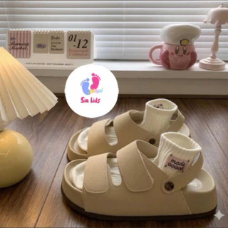 2618 Dép Da Lộn Quai Dán Có Quai Hậu , Đế Chống Trượt Chất Liệu Mềm Nhẹ Mẫu Mới Cho Bé