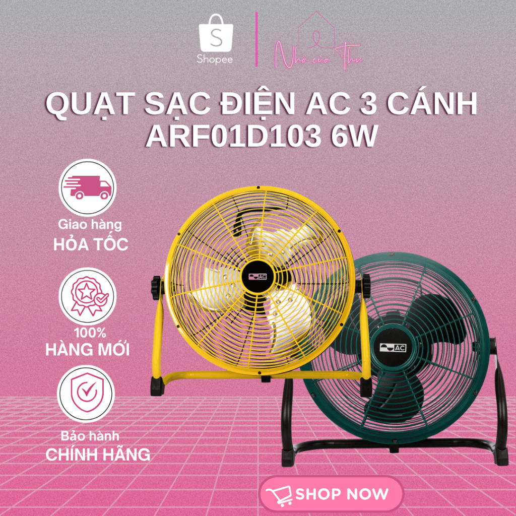Quạt sạc điện AC 3 cánh ARF01D103 6W | ARF01D123 12W - Bảo hành 12 tháng