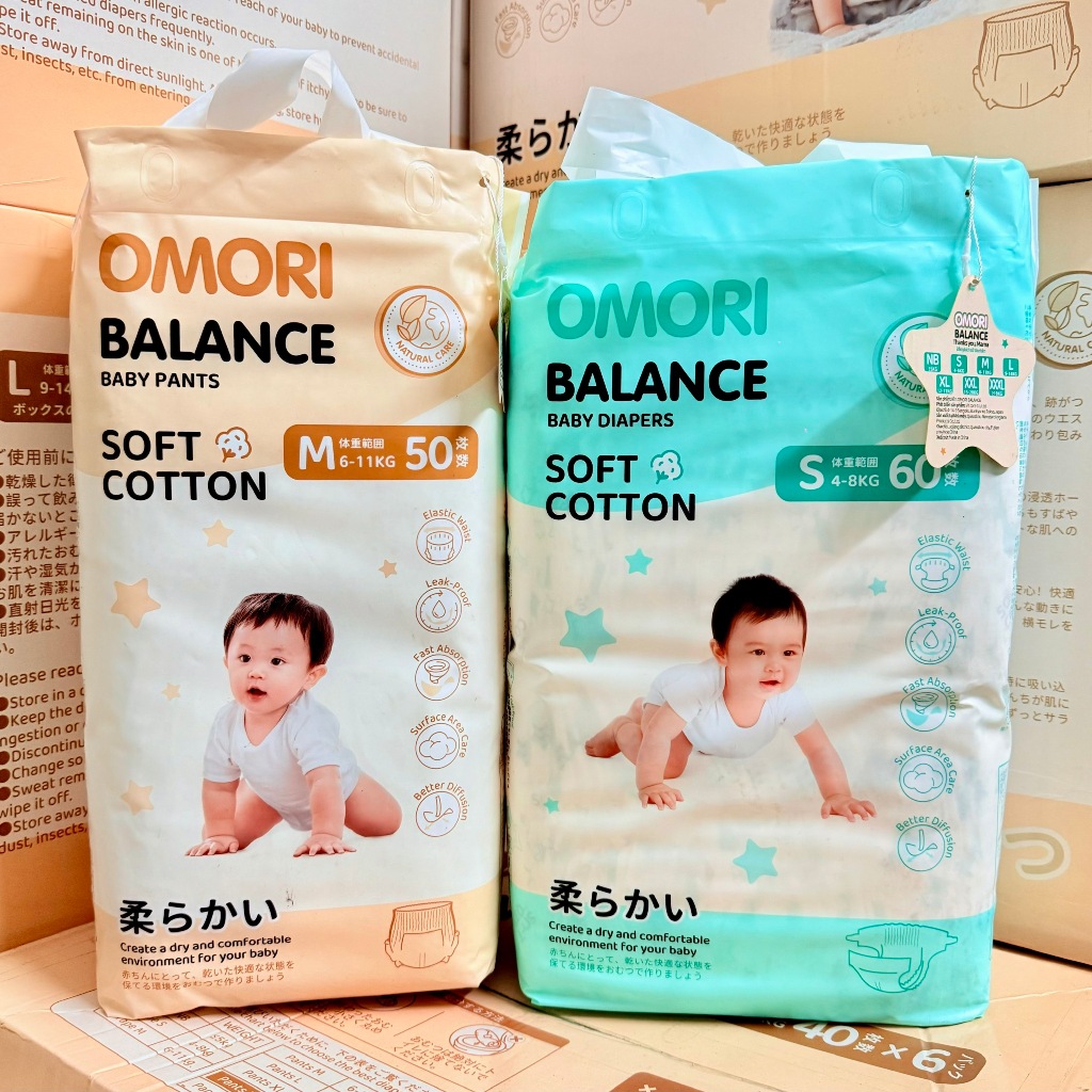 Bỉm dán, Bỉm quần Omori Balance Đủ Size Cho Bé Siêu Thấm Hút, Chất Liệu Mềm Mại, An Toàn Tuyệt Đối