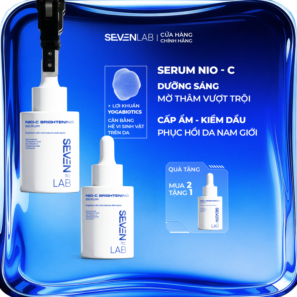 Serum dưỡng trắng da mặt nam giới Nio-Vitamin C SEVENLAB dưỡng sáng, mờ thâm mụn vượt trội 30ml