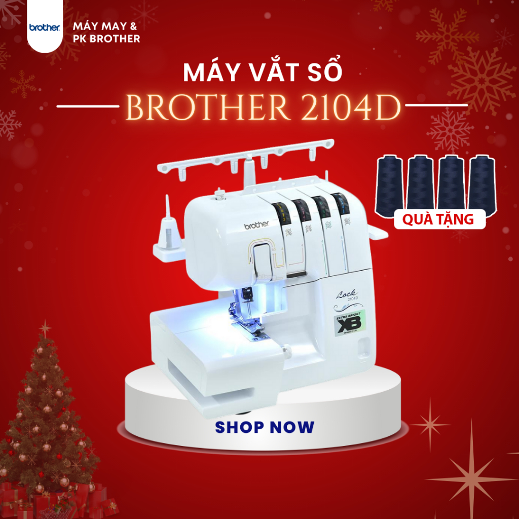 Máy vắt sổ Brother 2104D may nhún, may chập Bảo hành 12 tháng