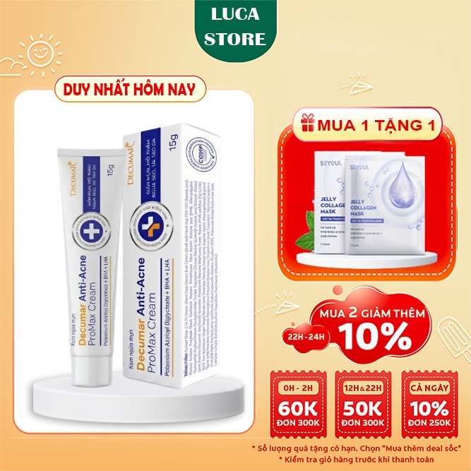Giảm Mụn Decumar Anti-Acne ProMax Cream 15g Giảm Sưng Viêm Mờ Thâm Sẹo Decumar