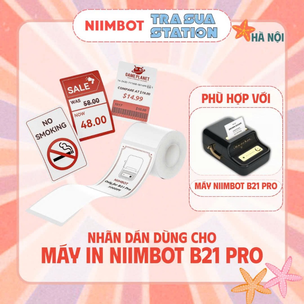 Giấy nhãn trắng trơn in được màu đỏ NIIMBOT dùng cho máy in label B21 Pro/  Chỉ dùng cho máy B21 Pro