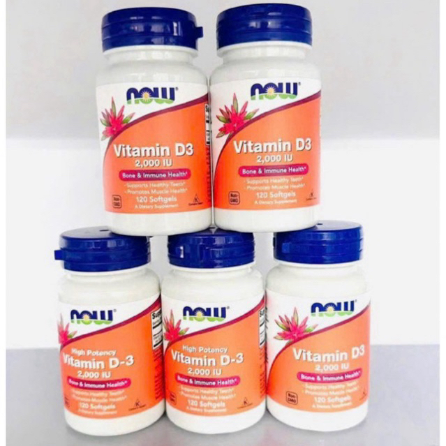 Viên uống bổ sung Vitamin D3 Now Vitamin D3 2000IU 120 Softgels