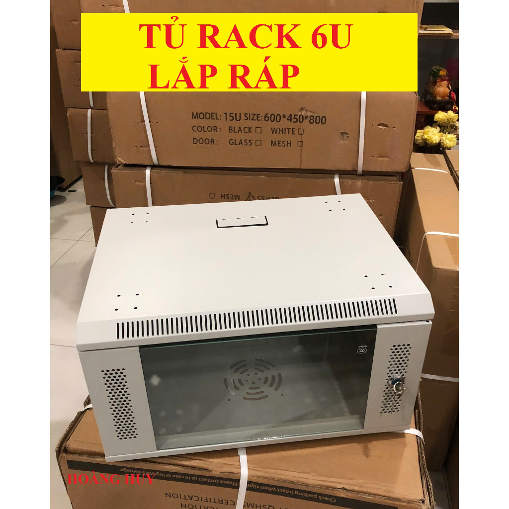 Tủ Rack 6U D400 Giá Rẻ Cửa Mica Màu Trắng ,Bán tủ rack 6U D400 treo tường giá rẻ, chính hãng