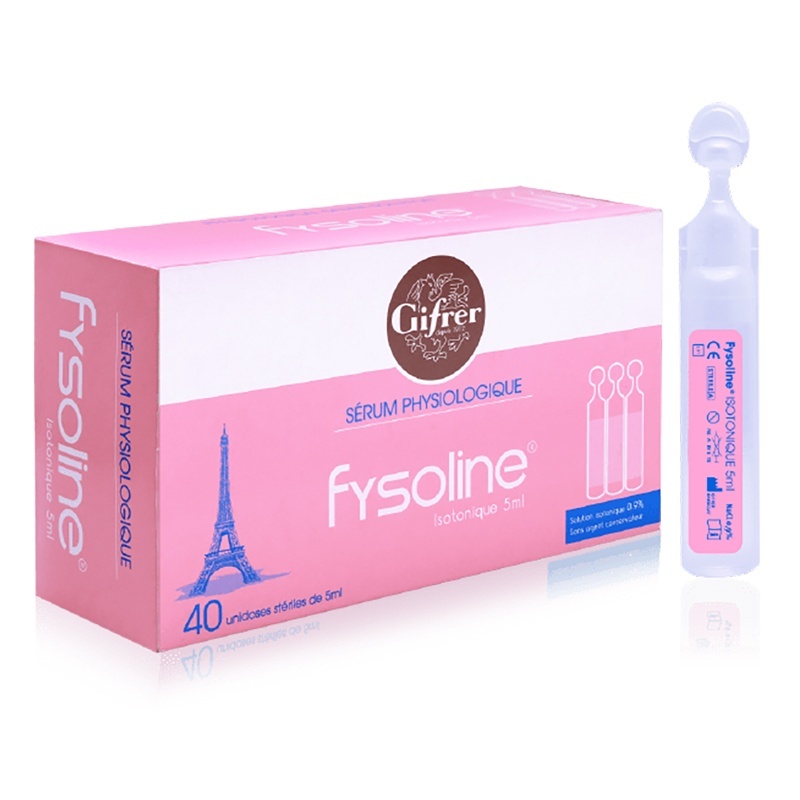 Fysoline Hồng - Nước muối sinh lý Fysoline hồng nhập khẩu Pháp (hộp 40 tép)  Giúp vệ sinh mắt, mũi