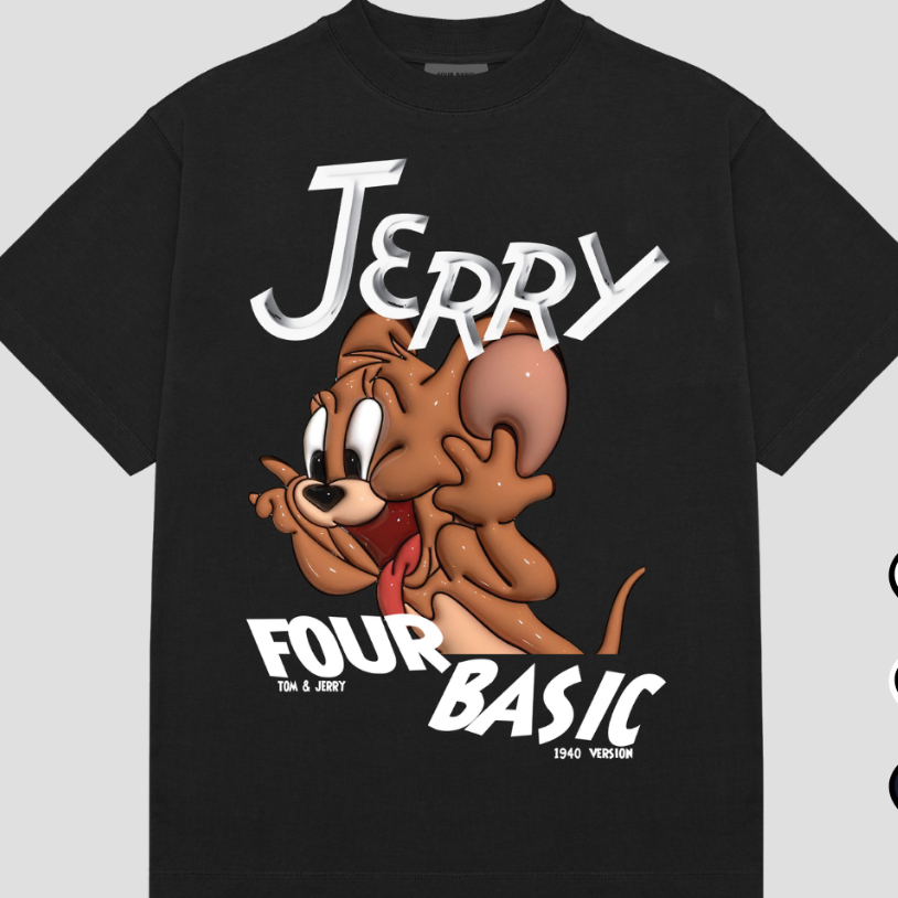 Áo thun tay lỡ Jerry Tee Fullbox cổ tròn Nam Nữ 100% cotton , oversize form rộng Four Basic