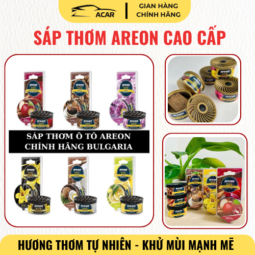 Sáp Thơm Ô Tô AREON Cao Cấp, Sáp Thơm AREON Chính Hãng Khử Mùi Xe Hơi Hiệu Quả Nhập Khẩu Bulgaria - 