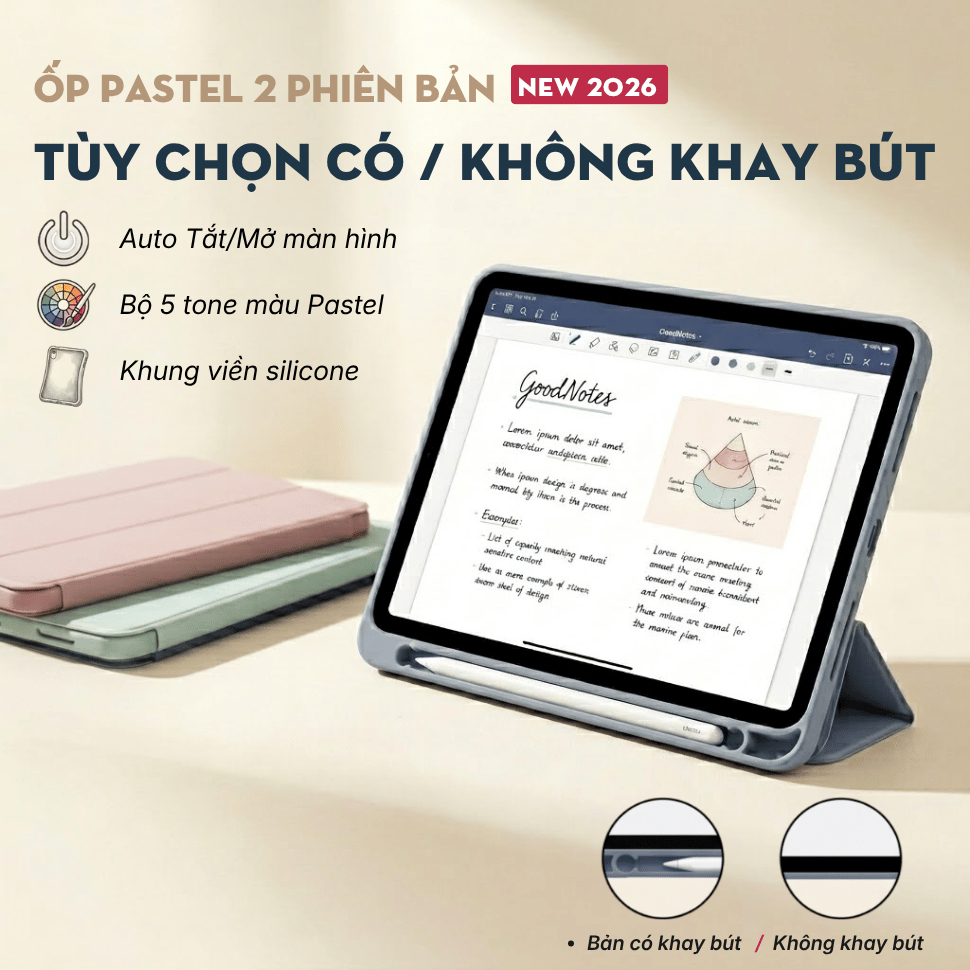 Bao Da iPad Đủ Model (Có khay Đựng bút) - Ốp Lưng iPad Gen 11 10 9 8 7 6 5, Case iPad Air 4 5, Pro 1