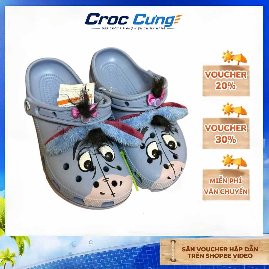 Dép Crocs Hình Eeyore Ngựa Buồn Xinh Xắn Cho Bé Trai Bé Gái – Dép Đi Trong Nhà Ngoài Trời