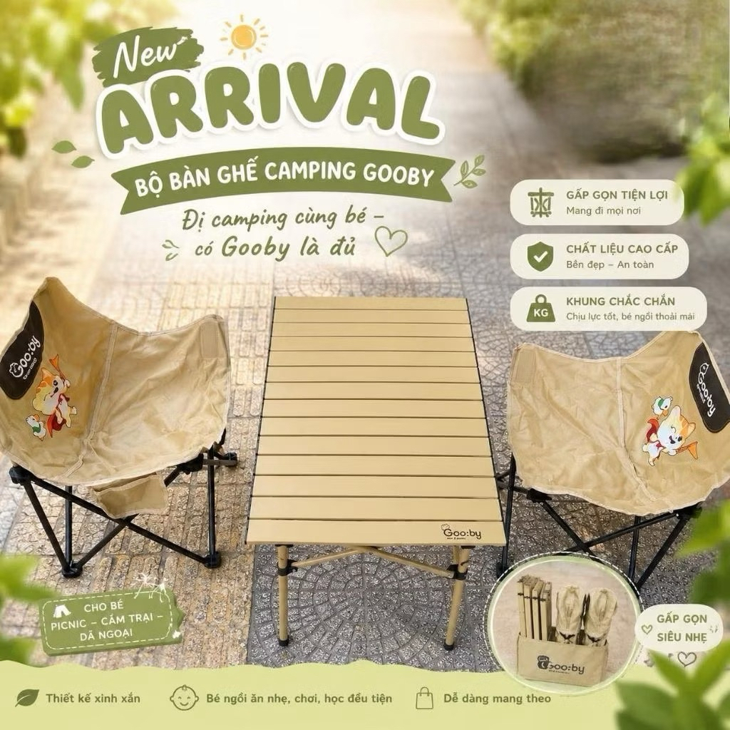 Bộ bàn ghế Camping Gooby siêu tiện lợi xinh xắn chill chill cùng bé