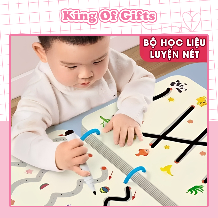 Combo Tập Tô Vẽ Thông Minh Xóa Được 64 Trang Học Liệu Montessori Tặng 6 Bút cho bé tiểu học 2 3 4 5 tuổi