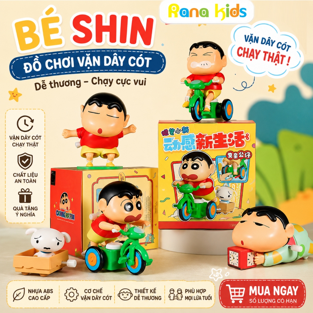 [NHIỀU LOẠI] Đồ chơi Shin Cậu bé bút chì dây cót, Shin ún mông đồ chơi Shin-chan nằm bò, Đạp xe đồ c
